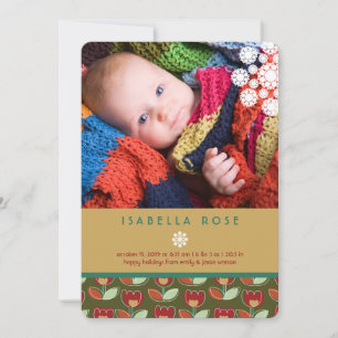 Festive Tulips Holiday Photo Birth Announcement