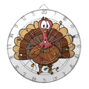 Festive Turkey with String Lights Dartboard