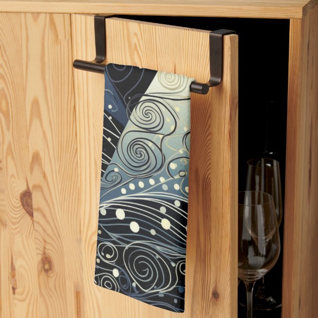 Festive Twilight Christmas Trees Tea Towel (Thirds Fold)