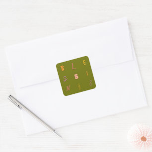 Festive Type "Blessings" Olive Envelope Seal