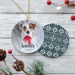 Festive Type Cute Pet Photo Holiday Ceramic Tree Decoration