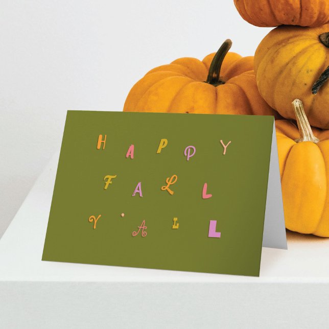 Festive Type Olive Happy Fall Y'all Folded Card (Creator Uploaded)