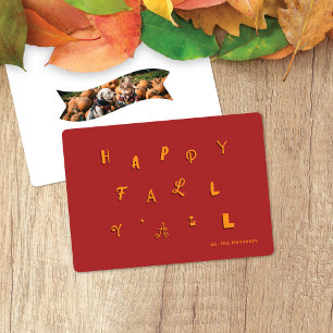Festive Type Red Happy Fall Y'all Holiday Card