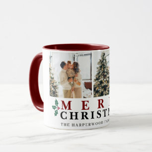 Festive Typography Merry Christmas 2 Photo Mug