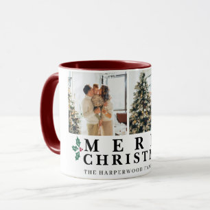 Festive Typography Merry Christmas 2 Photo Mug