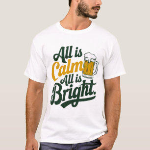 Festive Typography with Beer Mug Design T-Shirt