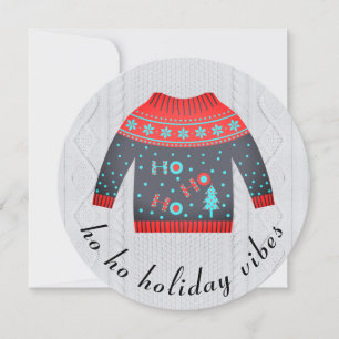 Festive Ugly Christmas Sweater Holiday Vibes Card