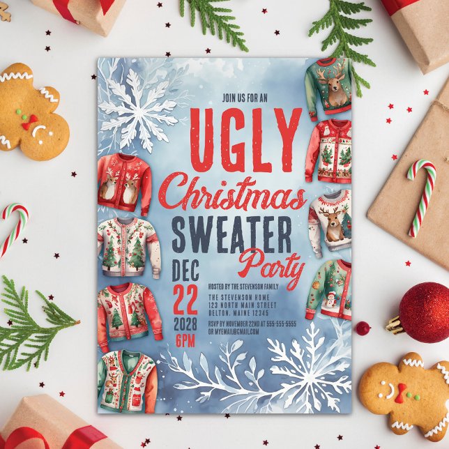 Festive Ugly Christmas Sweater Party Invitation (Creator Uploaded)