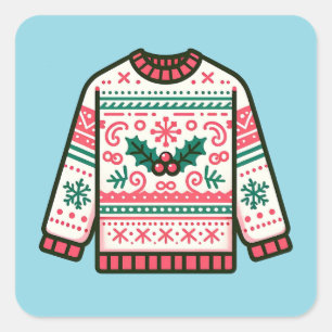 Festive Ugly Christmas Sweater  Square Sticker