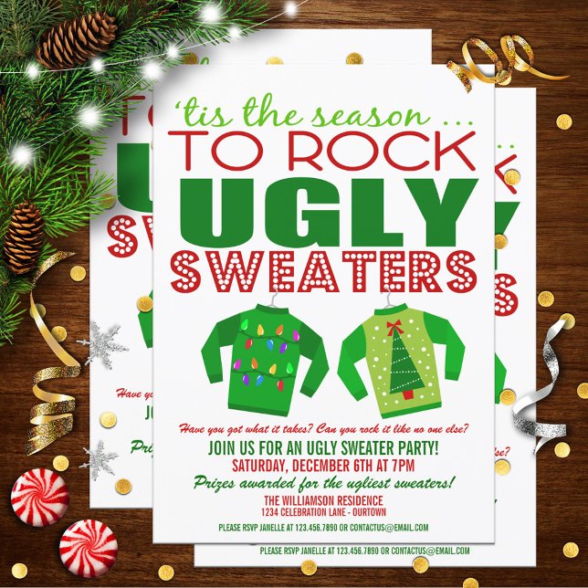 Festive Ugly Christmas Sweaters Party Invitation (Creator Uploaded)