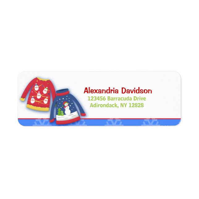 Festive Ugly Sweater Address Labels (Front)