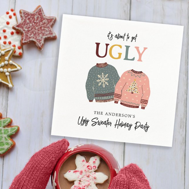 Festive Ugly Sweater Holiday Party Christmas Napkin (Creator Uploaded)