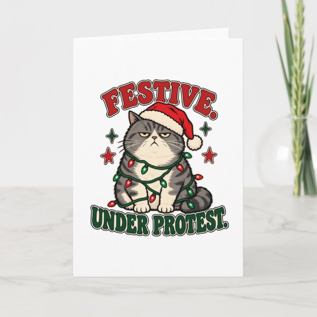 Festive Under Protest funny christmas design Card (Front)