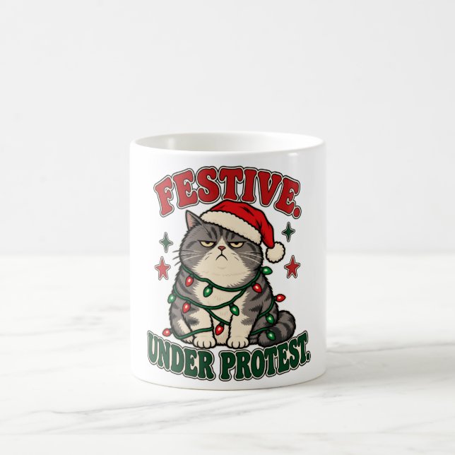 Festive Under Protest funny christmas design Coffee Mug (Center)
