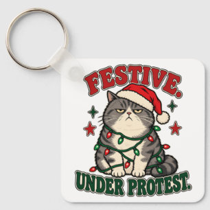 Festive Under Protest funny christmas design Key Ring