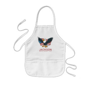 Festive USA American Flag Eagle 4th of July Party Kids Apron