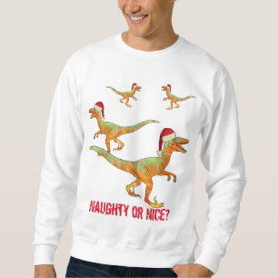 Festive Velociraptor Funny Raptor Dinosaur Slogan Sweatshirt