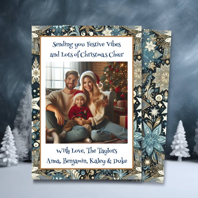 Festive Vibes and Christmas Cheer Family Photo Holiday Card (Creator Uploaded)