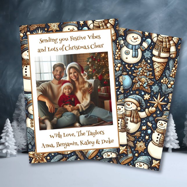 Festive Vibes and Christmas Cheer Family Photo Holiday Card (Creator Uploaded)