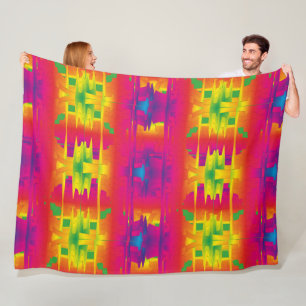 Festive Vibrant Colour Indian Pattern Fleece Blanket