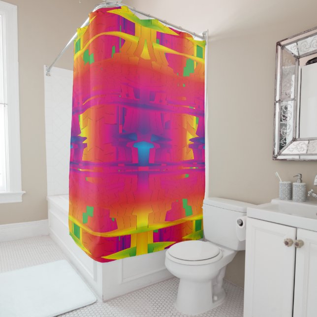 Festive Vibrant Colour Indian Pattern  Shower Curtain (In Situ)