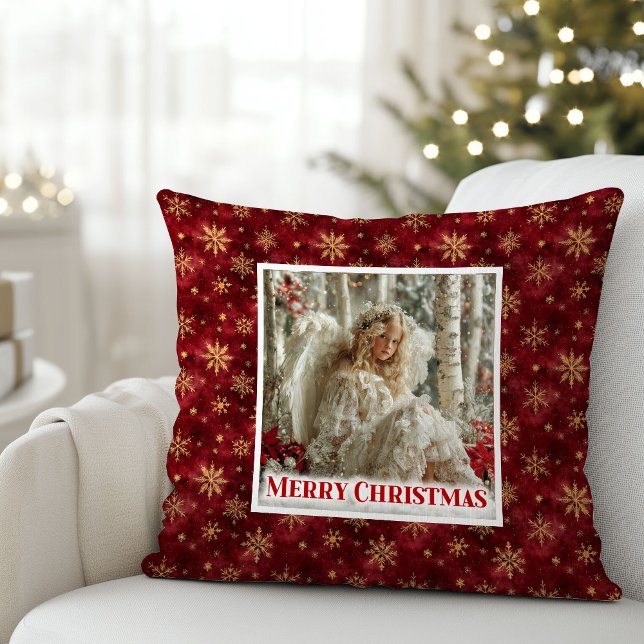 Festive Vintage Angel Red Gold Accent Christmas  Cushion (Festive Vintage Angel Red Gold Accent Christmas Pillow

)