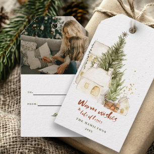 Festive Vintage Boho Family Christmas Watercolor Gift Tags
