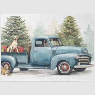 Festive Vintage Charm: Christmas Truck & Dogs Tissue Paper