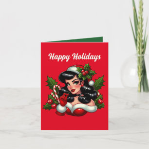 Festive vintage Christmas add message Holiday Card