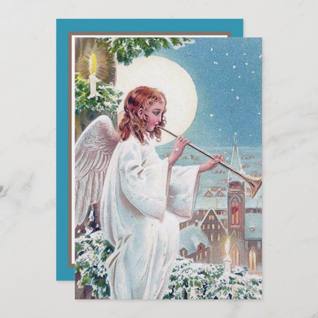 festive vintage Christmas Angel add sentiment Card (Front/Back)