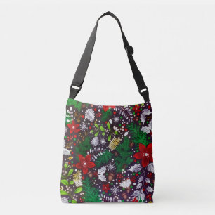 Festive Vintage Christmas Botanical Forest Crossbody Bag