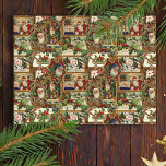 Festive Vintage Christmas Ephemera Collage-Gold<br><div class="desc">Fun,  festive,  colourful and intricate holiday pattern featuring jolly old world Christmas ephemera from Victorian-era greeting cards,  including Santas in ornate frames,  holly,  mistletoe,  sleds,  winter scenes,  happy children and Merry Christmas greetings on gold background.</div>