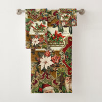 Festive Vintage Christmas Ephemera Collage-Gold