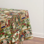 Festive Vintage Christmas Ephemera Collage-Gold Tablecloth<br><div class="desc">Fun,  festive,  colourful and intricate holiday pattern featuring jolly old world Christmas ephemera from Victorian-era greeting cards,  including Santas in ornate frames,  holly,  mistletoe,  sleds,  winter scenes,  happy children and Merry Christmas greetings on gold background.</div>