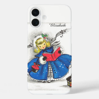 Festive Vintage Christmas girl iPhone 16 Plus Case