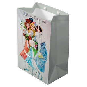 festive vintage Christmas ladies Holiday Medium Gift Bag