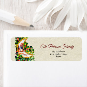 Festive Vintage Christmas Moon Winter Scene 