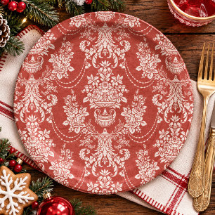 Festive Vintage Christmas Party Paper Plate