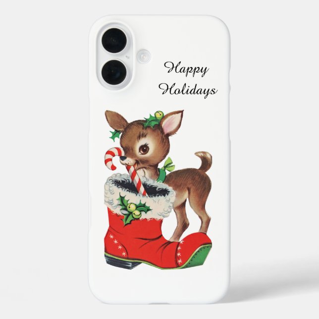 Festive vintage Christmas reindeer Case-Mate iPhone Case (Back)