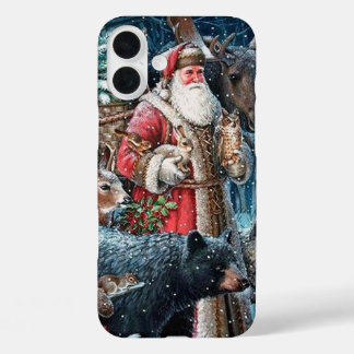 Festive vintage Christmas Santa iPhone 16 Plus Case