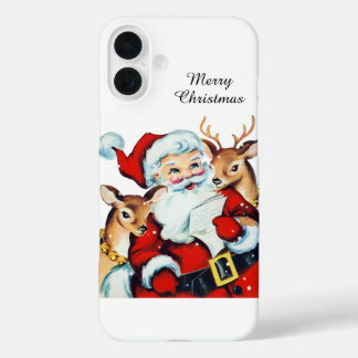 Festive vintage Christmas Santa  iPhone 16 Plus Case