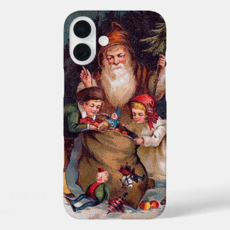 Festive vintage Christmas Santa iPhone 16 Plus Case