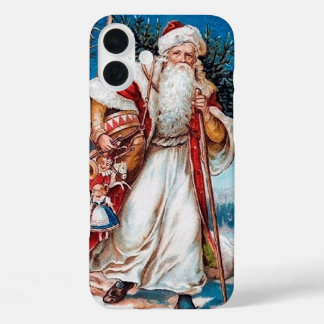 Festive vintage Christmas Santa iPhone 16 Plus Case
