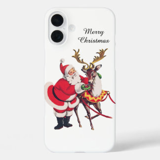 Festive vintage Christmas Santa iPhone 16 Plus Case