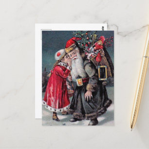 festive vintage Christmas Santa Holiday Postcard