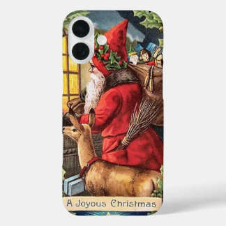 Festive vintage Christmas Santa iPhone 16 Plus Case