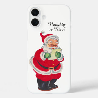 Festive vintage Christmas Santa list iPhone 16 Plus Case