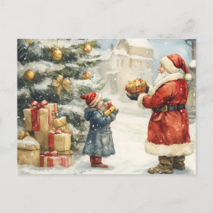 Festive Vintage Christmas Scene Postcard