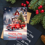 Festive Vintage Holiday Scene Christmas Party Invitation<br><div class="desc">Introducing our Christmas Party Invitation, a visual masterpiece that embodies the joyful spirit of the holiday season through intricate watercolor artistry. This invitation showcases an enchanting holiday scene, meticulously crafted with delicate watercolor strokes. A vintage red pickup truck takes centre stage, elegantly adorned for the season, nestled in a snow-covered...</div>