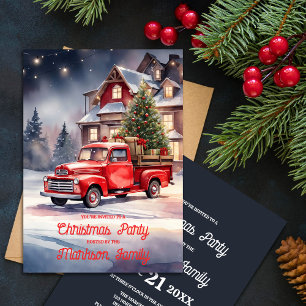 Festive Vintage Holiday Scene Christmas Party Invitation